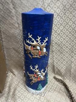 Vintage Atlantic Mold Ceramic Christmas Candle 3D Santa in Sleigh with Reindeer