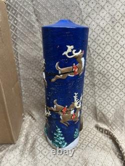 Vintage Atlantic Mold Ceramic Christmas Candle 3D Santa in Sleigh with Reindeer