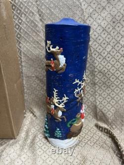 Vintage Atlantic Mold Ceramic Christmas Candle 3D Santa in Sleigh with Reindeer