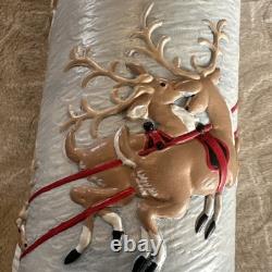 Vintage Atlantic Mold Ceramic Christmas Candle 3D Santa in Sleigh with Reindeer