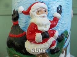 Vintage Atlantic Mold Ceramic Christmas Candle 3D Santa in Sleigh with Reindeer