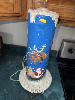 Vintage Atlantic Mold Ceramic Lighted Christmas Candle Santa Sleigh Reindeer MCM