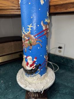 Vintage Atlantic Mold Ceramic Lighted Christmas Candle Santa Sleigh Reindeer MCM