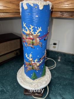 Vintage Atlantic Mold Ceramic Lighted Christmas Candle Santa Sleigh Reindeer MCM