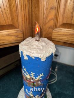 Vintage Atlantic Mold Ceramic Lighted Christmas Candle Santa Sleigh Reindeer MCM