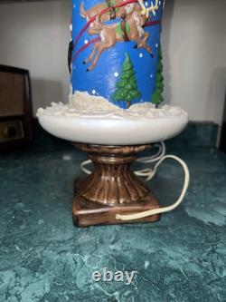 Vintage Atlantic Mold Ceramic Lighted Christmas Candle Santa Sleigh Reindeer MCM