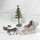 Vintage Babette Schweizer Santa Sleigh W Reindeer & Christmas Tree Figurines
