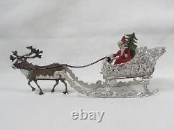 Vintage Babette Schweizer Santa Sleigh w Reindeer & Christmas Tree Figurines