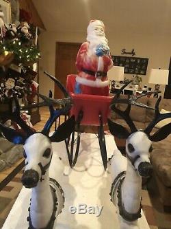 Vintage Beco Blow Mold Reindeer, Sleigh and a Santa