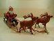 Vintage Belsnickle Santa Wood Sleigh Metal Reindeer Germany Christmas Paper