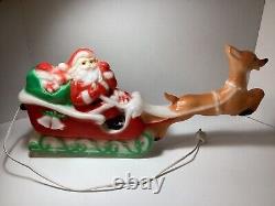 Vintage Blow Mold 1981 Santa Sleigh withFlying Reindeer Carolina Enterprise Works