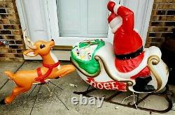 Vintage Blow Mold Empire Santa Sleigh and A Grand Venture Reindeer