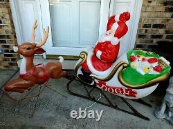 Vintage Blow Mold Empire Santa Sleigh and One General Foam Reindeer Combo