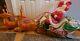 Vintage Blow Mold Santa Sleigh, 2 Reindeers Withreins See Description And Pictures