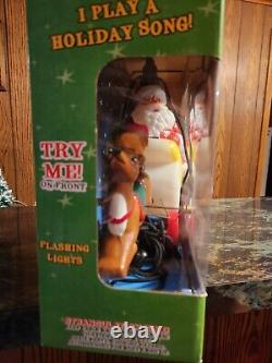 Vintage Blow Mold Santa's Flying Sleigh & Reindeer Tabletop Size Tekky Toys