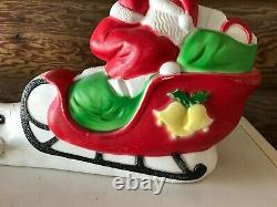 Vintage Blow Mold Union Products Santa Claus Reindeer Sled Christmas Tabletop