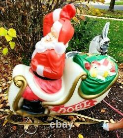 Vintage Blow Molds Empire Santa Sleigh, Giant Reindeer & One Spare Runner Part