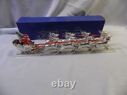 Vintage Bradford Silver Santa, Sleigh & 8 Reindeer Christmas Decoration I. O. B