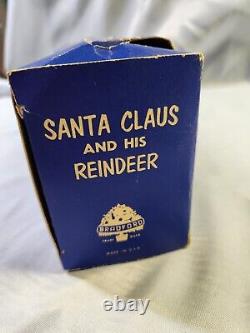 Vintage Bradford Silver Santa, Sleigh & 8 Reindeer Christmas Decoration I. O. B