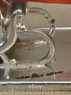 Vintage Bradford Toys Red SANTA Silver Sleigh & Reindeer Silver Model HTF Rare