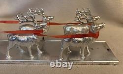 Vintage Bradford Toys Red SANTA Silver Sleigh & Reindeer Silver Model HTF Rare