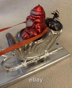 Vintage Bradford Toys Red SANTA Silver Sleigh & Reindeer Silver Model HTF Rare
