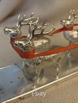 Vintage Bradford Toys Red SANTA Silver Sleigh & Reindeer Silver Model HTF Rare