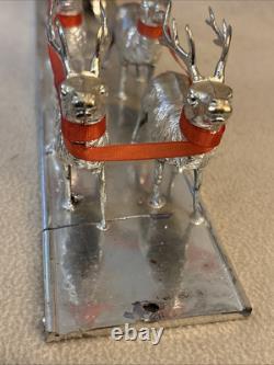 Vintage Bradford Toys Red SANTA Silver Sleigh & Reindeer Silver Model HTF Rare