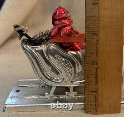 Vintage Bradford Toys Red SANTA Silver Sleigh & Reindeer Silver Model HTF Rare