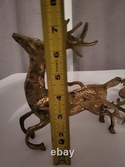 Vintage Brass Christmas Reindeer and Sleigh 17 Long 5 Piece Set India