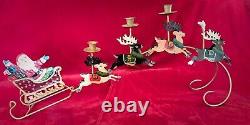 Vintage Brass Santa Sleigh & Reindeer 4 Candle Holder 31 Christmas