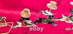 Vintage Brass Santa Sleigh & Reindeer 4 Candle Holder 31 Christmas