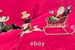 Vintage Brass Santa Sleigh & Reindeer 4 Candle Holder 31 Christmas