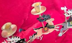 Vintage Brass Santa Sleigh & Reindeer 4 Candle Holder 31 Christmas