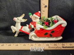 Vintage Brinn Santa, Sleigh & Reindeer Great Shape No Damage