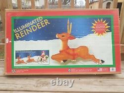 Vintage CIB General Foam Santa Sleigh Reindeer Christmas Blow Mold Light + Box