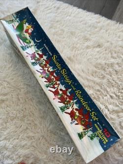 Vintage Carillon Santa Sleigh Reindeer Lighted Set 10 Lights Christmas Mantle W
