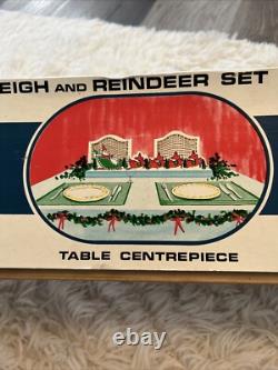 Vintage Carillon Santa Sleigh Reindeer Lighted Set 10 Lights Christmas Mantle W