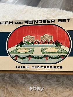 Vintage Carillon Santa Sleigh Reindeer Set 10 Lights Mantle Window Christmas HTF