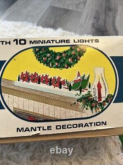 Vintage Carillon Santa Sleigh Reindeer Set 10 Lights Mantle Window Christmas HTF