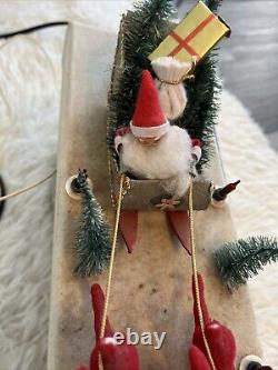 Vintage Carillon Santa Sleigh Reindeer Set 10 Lights Mantle Window Christmas HTF