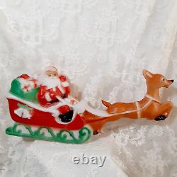 Vintage Carolina Enterprises 1981 Christmas Santa Sleigh Reindeer Lighted