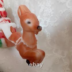 Vintage Carolina Enterprises 1981 Christmas Santa Sleigh Reindeer Lighted