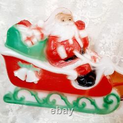 Vintage Carolina Enterprises 1981 Christmas Santa Sleigh Reindeer Lighted