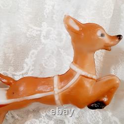 Vintage Carolina Enterprises 1981 Christmas Santa Sleigh Reindeer Lighted