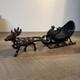 Vintage Cast Iron Metal Phoenix Christmas Sleigh Reindeer And Santa Assemblage
