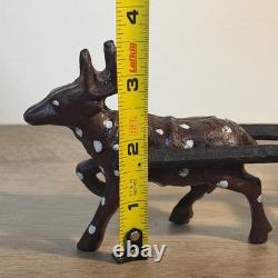 Vintage Cast Iron Metal Phoenix Christmas Sleigh Reindeer And Santa Assemblage