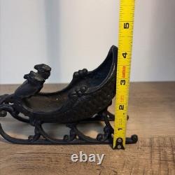 Vintage Cast Iron Metal Phoenix Christmas Sleigh Reindeer And Santa Assemblage