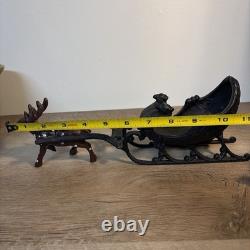 Vintage Cast Iron Metal Phoenix Christmas Sleigh Reindeer And Santa Assemblage