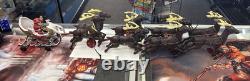 Vintage Cast Iron Santa Claus In Sleigh & 8 Reindeer Christmas Collectible Decor